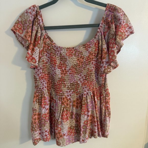 Japna Pink Floral Peplum Top - Picture 2 of 3